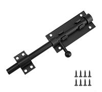 Serratura scorrevole in acciaio inox nero, 200 mm, per porte interne ed esterne e recinzioni da giardino, meccanismo di chiusura resistente con installazione orizzontale o verticale