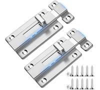 Serratura scorrevole per porta, 2 pezzi, in acciaio inox, con viti, chiavistello di sicurezza per cancello da giardino, bagno, capannoni, WC, deadbolt rinforzato per porte interne (versione grande)