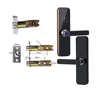 Serratura Smart, Serratura intelligente elettronica Tuya con impronta digitale biometrica/Smart Card/password/sblocco chiave/carica di emergenza USB(Single tongne-60-70,Rose Gold)