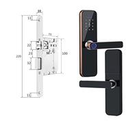 Serratura Smart, Serratura intelligente elettronica Tuya con impronta digitale biometrica/Smart Card/password/sblocco chiave/carica di emergenza USB(220x22-R(5050),Noir)