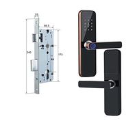 Serratura Smart, Serratura intelligente elettronica Tuya con impronta digitale biometrica/Smart Card/password/sblocco chiave/carica di emergenza USB(240x22(4085),Noir)