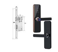 Serratura Smart, Serratura intelligente elettronica Tuya con impronta digitale biometrica/Smart Card/password/sblocco chiave/carica di emergenza USB(240x22(5050),Rose Gold)