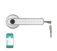 Serratura Smart TTlock Tuya Smart Home Impronta digitale Serratura elettronica Password APP Chiave meccanica Sicurezza Serratura maniglia biometrica Porta Casa Ufficio Appartamento(Silver Tuya)