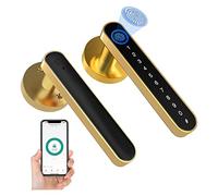 Serratura Smart, Tuya serratura della porta dell'impronta digitale for la camera da letto Appartamento Smart Smart Door Lock Password serratura digitale elettronica Keyless Entry Door Knobs(Gold)