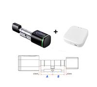 Serratura Smart Tuya Smart Lock Cylinder Fingerprint Card Key App Remote Control Lock Core Home Old Door Replacement Porta Casa Ufficio Appartamento(Black with gateway,A 45 B45)