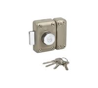 Yale Serratura per porta manopola/cilindro, apertura a bottone interno, chiave esterna, cilindro diametro 23 mm, lunghezza 50 mm, 5 perni - YV25BT-50 - protezione antistrappo - 4 chiavi, beige