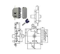 Serratura Triplice Applicare C Scrocco a Pompa Ch. Piatta K55 Cod 300346