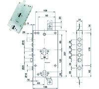 SERRATURA TRIPLICE APPLICARE SCROCCO DOPPIO CIL. EU. mm.63, interasse catenacci mm.28 BLINDATE 50228 - Cipierre
