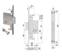 Serratura Triplice da Infilare Doppia Mappa 57226 Ka 50 mm C 1 Ch. Cif