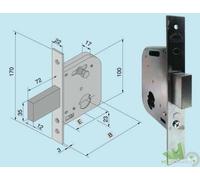 SERRATURA WELKA PER CANCELLO PORTA FERRO SENZA CILINDRO DA INFILARE 72 MM