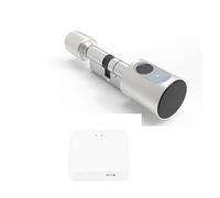 Serrature Delle Porte Tuya APP Serratura For Impronte Digitali Cilindro Europeo Elettronica Intellinte For Porta Scheda RFID Digital Keyless Entry For Casa(Silver with gateway,30 and 30 to 55)