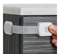 Serrature di sicurezza per bambini (confezione da 8) per armadi e cassetti, WC, frigorifero e altro ancora. Cuscinetti adesivi 3M, facili da installare, senza fori, colore: bianco/grigio