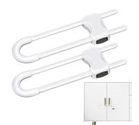 Serrature per Armadi a U Regolabili, Installazione senza Attrezzi per Sicurezza Bambini Facile | Chiusure Infanzia su Ante Cucina, Bagno, Cassetti con Pomelli o Maniglie | (Confezione da 2, Bianco)