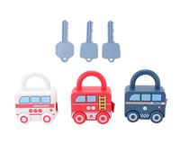 Serrature per l'apprendimento per bambini Serratura per l'apprendimento scorrevole a forma di auto per bambini con chiave Puzzle Educazione precoce Giocattolo Ragazzo Ragazza