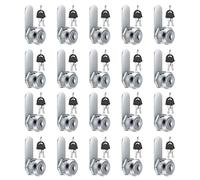 Serrature per mobili XiangJunly, 20 pezzi, 16 mm, con chiave, serratura di sicurezza, serratura a camme, serratura a leva, argento