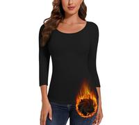 SERSARY Maglia Termica Donna Manica a 3/4 - Maglie Termiche Manica Lunga Girocollo - Intimo Termico Invernale - Magliette Maniche Lunghe Donna Traspirante - Abbigliamento Senza Cuciture,Nero,XXL