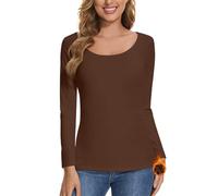 SERSARY Termico Camicia Manica 3/4 Donna Termico Sottocamicia Top Camicie Termiche Maglietta Sottile a Tre Quarti Manica Lunga Inverno Sottocamicia Basic Blusa Termico Sottocamicia con Girocollo