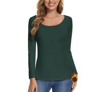 SERSARY Termico Camicia Manica 3/4 Donna Termico Sottocamicia Top Camicie Termiche Maglietta Sottile a Tre Quarti Manica Lunga Inverno Sottocamicia Basic Blusa Termica con Girocollo, M