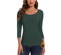 SERSARY Termico Camicia Manica 3/4 Donna Termico Sottocamicia Top Camicie Termiche Maglietta Sottile a Tre Quarti Manica Lunga Inverno Sottocamicia Basic Blusa Termico Sottocamicia con Girocollo