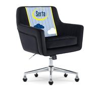 Serta Ashleigh - Sedia da ufficio moderna, design trapuntato a canale, cuscino per seduta a spirale, elegante poltrona da trucco da donna, base girevole cromata, tessuto in velluto nero
