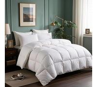 Serta Goose Feathers Down Fiber Comforter King Size Duvet Insert,100% Cotton, Hotel Luxury Hypoallergenic Comforter All Season Medium Warmth 106 x 90 in White