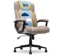 Serta® Sedia da ufficio Comfort Eco, schienale centrale ergonomico con supporto lombare, cuscino di seduta semi-soffice e cuscini per il corpo a strati, braccioli imbottiti, base girevole in metallo