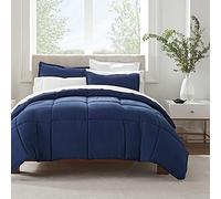 Serta Simply Clean, set copripiumino ultra morbido, ipoallergenico, 3 pezzi, king size, blu navy