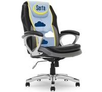 Serta Works - Sedia da ufficio Executive in ecopelle e rete, grigio/nero