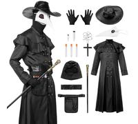 SERTAS Set di costumi per Halloween, travestimento medievale steampunk, maschera da medico della peste, costume per cosplay, Halloween, vestaglia nera, gioco di ruolo, Outift, per adulti, uomini e