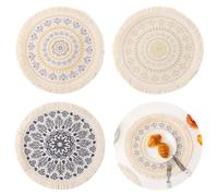 Sertay 3 Pezzi Resistente Calore Sottobicchieri Boho, Sottobicchieri Tovaglietta Rotonda, Tovagliette Rotonde Mandala, Tovagliette Rotonde Bohémien, Adatte L'Uso Quotidiano, Cucina, Ristorante, Hotel