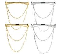 Sertay 4 Pezzi Clip Colletto Camicia, Spill Cravatta Uomo, Camicia Cravatta Fermagli, Fermacravatta Accessori Abiti, Cravatta Collare Pin, Adatta per Trattative Commerciali, Appuntamenti o Cene