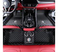 SERTUV Auto Tappetini Abitacolo Pelle Personalizzato, per Alfa Romeo Giulia 2017-2022 2023 Car Moquette Copertura Completa Interni Protezion Floor Mats Liners Accessori,Blackstyle