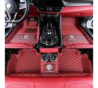 SERTUV Auto Tappetini Abitacolo Pelle Personalizzato, per Alfa Romeo Giulia 2017-2022 2023 Car Moquette Copertura Completa Interni Protezion Floor Mats Liners Accessori,Redstyle