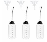 SERUCARY 3 Pezzi Bottiglia Dosatrice con Imbuto | Tappo a Vite Ermetico, Oliatore con Beccuccio in Metallo, Pratico, Recipiente, per Manutenzione Domestica