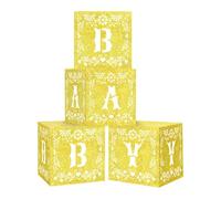 SERUCARY 4 Scatole per Neonati Messicane con Decorazione in Papel Picado, Ideali per Feste, Compleanni, Dolci, Feste in Camera O per Rivelare Il Sesso Del