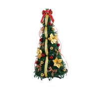 SERUCARY Albero di Natale Monoblocco Pieghevole con Decorazioni a Palline E Nastri, Albero Artificiale Verticale per Un Montaggio Facile Durante Le Festività, 1.2 M