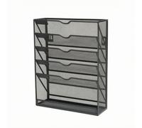 SERUCARY Organizer da Scrivania in Metallo Verticale Portadocumenti con Scomparti Inclinati Portariviste in Metallo a 4 Scomparti per Ufficio, Area Studio, Nero