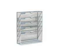 SERUCARY Organizer da Scrivania in Metallo Verticale Portadocumenti con Scomparti Inclinati Portariviste in Metallo a 4 Scomparti per Ufficio, Area Studio, Argento
