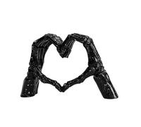 SERUCARY Scultura con Mani Scheletriche Oscuro | Stile Gotico Romantico, Mani Scheletriche a Cuore, Inquietante, Decorazione a Forma di Cuore, per Libreria, Comodino, Nero