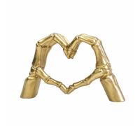 SERUCARY Scultura con Mani Scheletriche Oscuro | Stile Gotico Romantico, Mani Scheletriche a Cuore, Inquietante, Decorazione a Forma di Cuore, per Libreria, Comodino, Oro