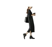 SERUMY Abito in Maglia Abito per Maglione Inverno Autunno Donne Donne Ongo A Maglieria Lungo Abito A Maglia Morbida Elegante Abiti Dritti Classici-Black,M 50-60Kg