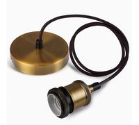 Seruno Lampada a Sospensione da Soffitto,Portalampada E27 Vintage con Cavo Intrecciato,Porta Lampada da Soffitto per Cucina, Bar e Home DIY,Compatibile con Lampadari e Portalampade E27,Bronzo Dorato