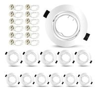 Seruno X 12X Cornice Faretti incasso cartongesso GU10 - Orientabili 30°,Ø90mm,per GU10 LED, Struttura in Metallo Cromato, Foro 68-80mm,con Portalampada - Faretti LED da Incasso per Cartongesso,Bianco