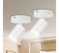 Seruno X 2 Faretti da Soffitto Orientabili GU10, Compatibile LED 6W, Metallo Bianco Opaco, Lampada da Soffitto & Parete Moderna Industriale per Cucina Camera Soggiorno Corridoio (Senza Lampadine)