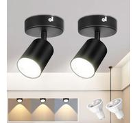 Seruno X 2 Faretti da Soffitto Orientabili GU10 (inclusa la lampadina), Compatibile LED 6W, Metallo Nero Opaco, Lampada da Soffitto & Parete Moderna Industriale per Cucina Camera Soggiorno Corridoio