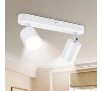 Seruno X Binario Faretti Soffitto 2 Vie, Faretto Orientabile GU10 Metallo Bianco, Lampada Soffitto Moderna Industriale per Cucina Camera Soggiorno Corridoio Sala da Pranzo (Senza Lampadine)