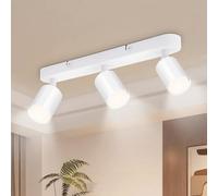 Seruno X Binario Faretti Soffitto 3 Vie, Faretto Orientabile GU10 Metallo Bianco, Lampada Soffitto Moderna Industriale per Cucina Camera Soggiorno Corridoio Sala da Pranzo (Senza Lampadine)