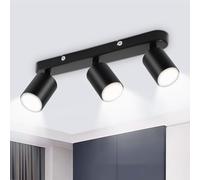Seruno X Binario Faretti Soffitto 3 Vie, Faretto Orientabile GU10 Metallo Nero Opaco, Lampada Soffitto Moderna Industriale per Cucina Camera Soggiorno Corridoio Sala da Pranzo (Senza Lampadine)