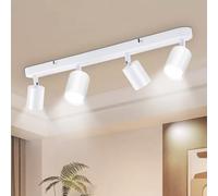 Seruno X Binario Faretti Soffitto 4 Vie, Faretto Orientabile GU10 Metallo Bianco, Lampada Soffitto Moderna Industriale per Cucina Camera Soggiorno Corridoio Sala da Pranzo (Senza Lampadine)