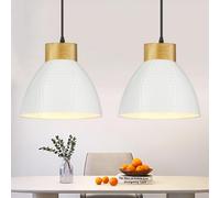 Seruno X Lampadario a Sospensione Vintage, Lampade a Sospensione E27 in Bianco Metallo, 140CM Altezza Massima Regolabile, 26CM Base Retrò Lampada da Soffitto per Camera da Letto Cucina Sala da Pranzo